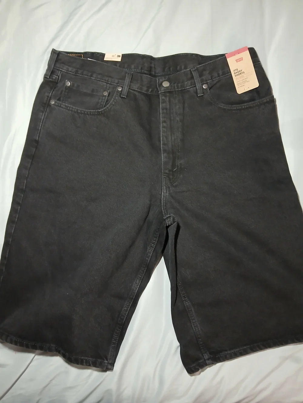 Levi's 470 Black Denim Jean Shorts Size 38 Waist/ 14